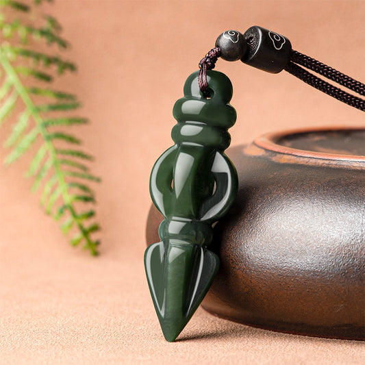 Natural Dark Green Jade Pestle Pendant – A Combination of Strength and Softness
