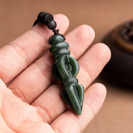 Natural Dark Green Jade Pestle Pendant – A Combination of Strength and Softness