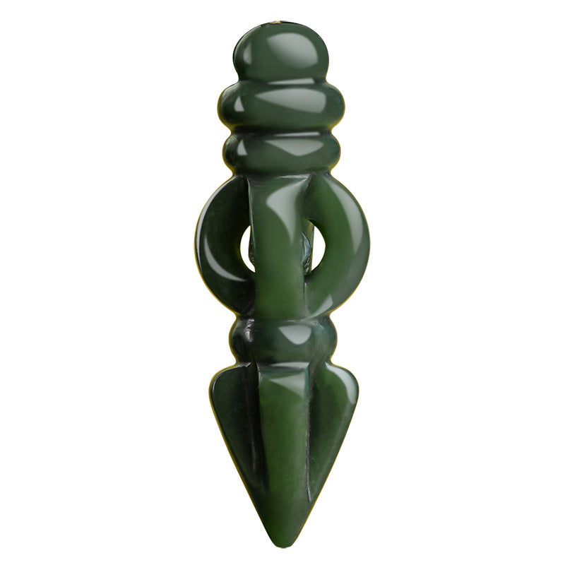 Natural Dark Green Jade Pestle Pendant – A Combination of Strength and Softness