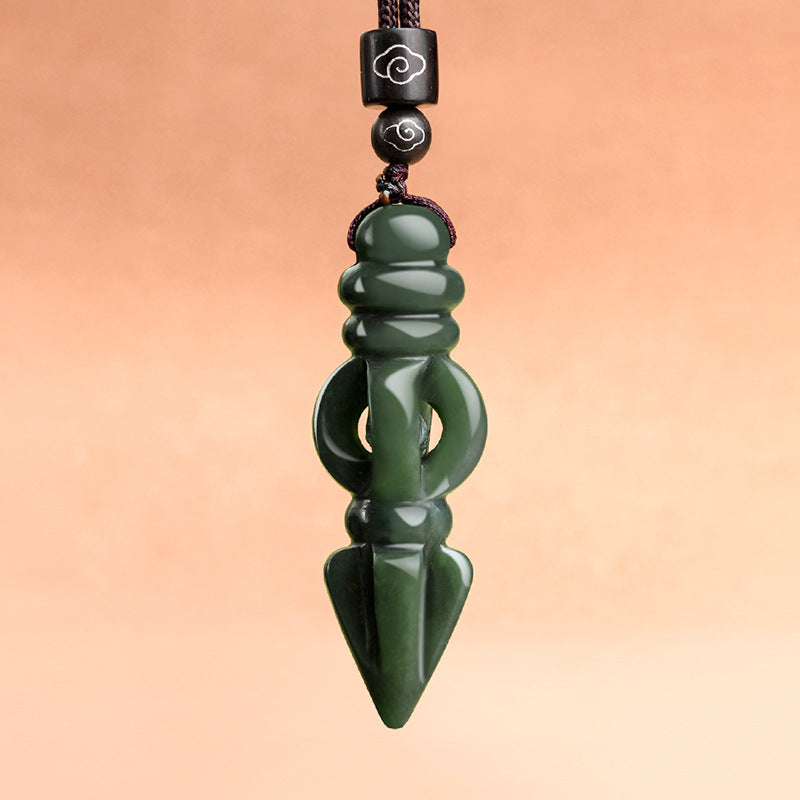 Natural Dark Green Jade Pestle Pendant – A Combination of Strength and Softness