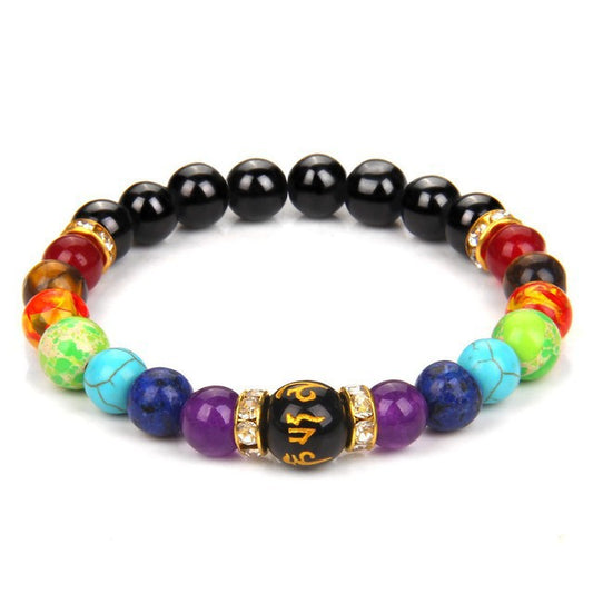 Volcanic Stone Chakra Bracelet Yoga Energy Bracelet Six-Character Mantra Couple Bracelet