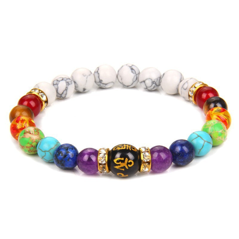 Volcanic Stone Chakra Bracelet Yoga Energy Bracelet Six-Character Mantra Couple Bracelet