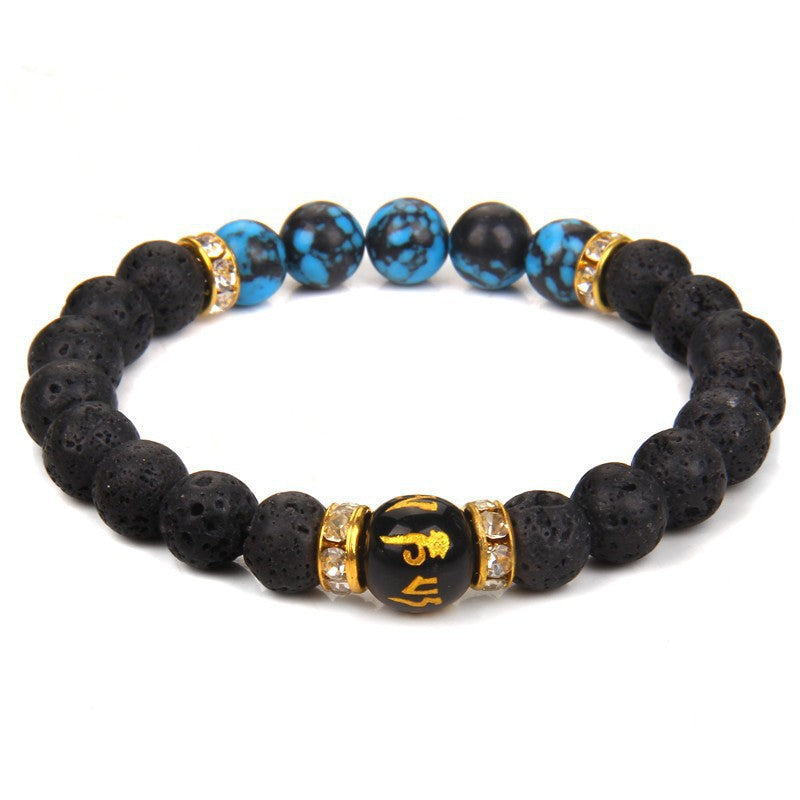 Volcanic Stone Chakra Bracelet Yoga Energy Bracelet Six-Character Mantra Couple Bracelet