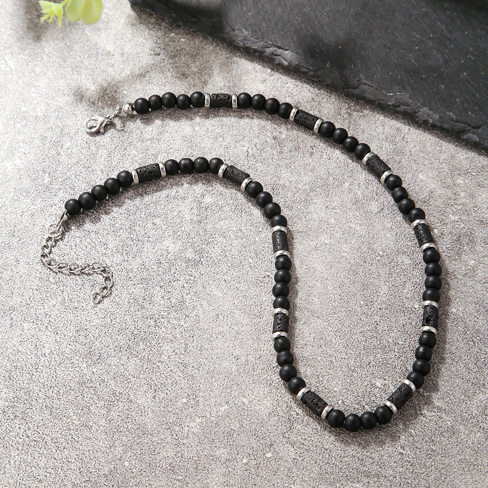 Bohemian Volcanic Stone and Coconut Shell Necklace