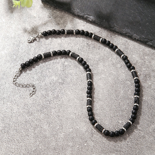 Bohemian Volcanic Stone and Coconut Shell Necklace