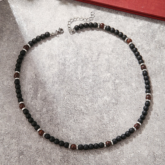 Bohemian Volcanic Stone and Coconut Shell Necklace