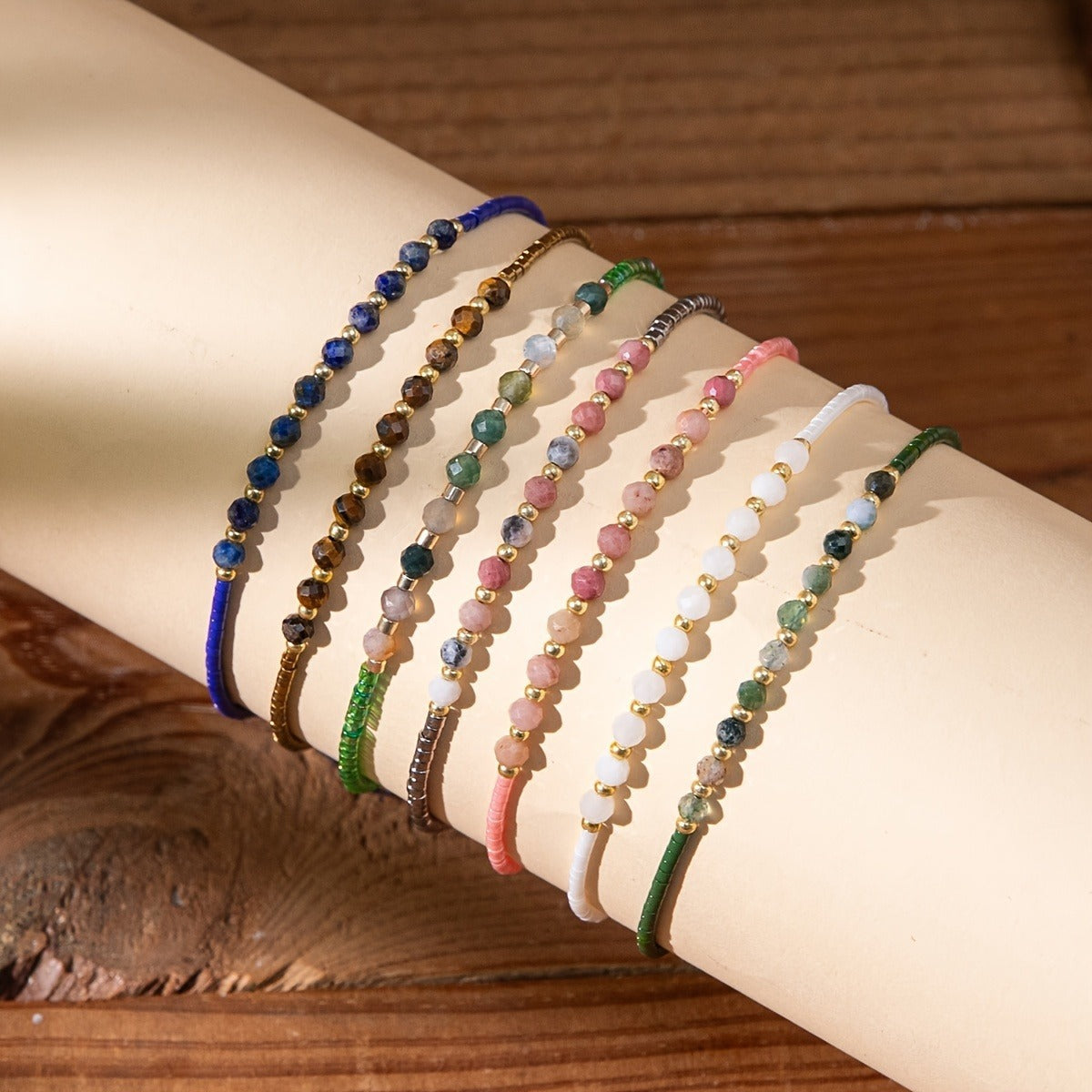 Bohemian Handwoven Natural Stone Bracelet Colorful Jewelry