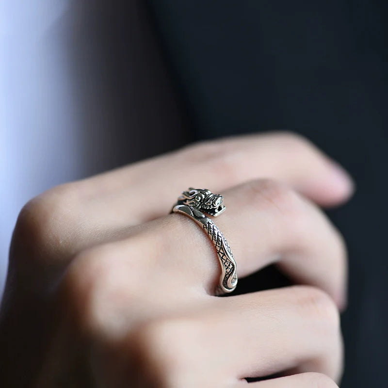 925 Silver Adjustable  Dragon Ring