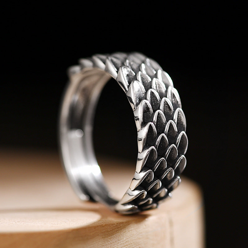925 Silver Vintage  Dragon Scale Ring