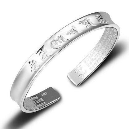 S999 sterling silver bracelet Heart Sutra open bracelet