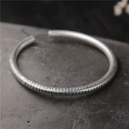 S999 sterling silver retro style bracelet men's sterling silver heart sutra open bracelet