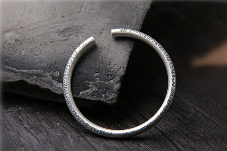 S999 sterling silver retro style bracelet men's sterling silver heart sutra open bracelet