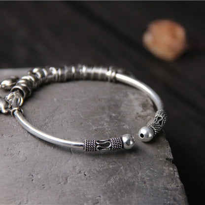 S925 sterling silver vintage handmade elephant open bracelet