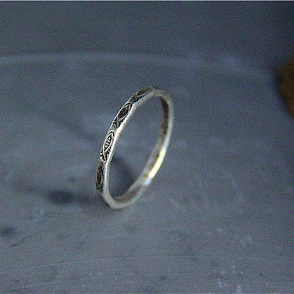 S925 sterling silver ring a group of small fish pure handmade fish thin ring