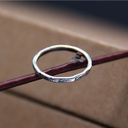 S925 sterling silver ring a group of small fish pure handmade fish thin ring