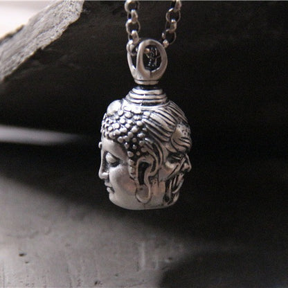 S999 sterling silver necklace double-sided Buddha and devil switching pendant