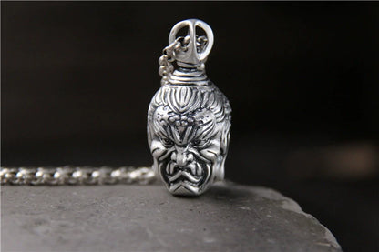 S999 sterling silver necklace double-sided Buddha and devil switching pendant