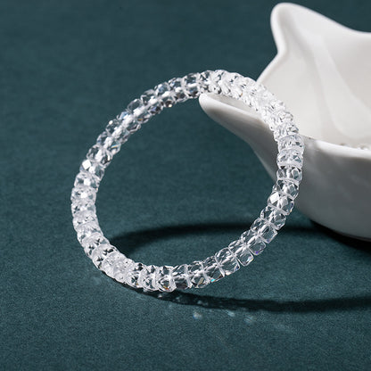 Natural White Crystal Precision-Cut Abacus Bead Bracelet - Unisex Design