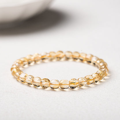 Natural Citrine Bracelet - Precision Cut Six-Sided Bead Bracelet