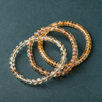 Natural Citrine Bracelet - Precision Cut Six-Sided Bead Bracelet