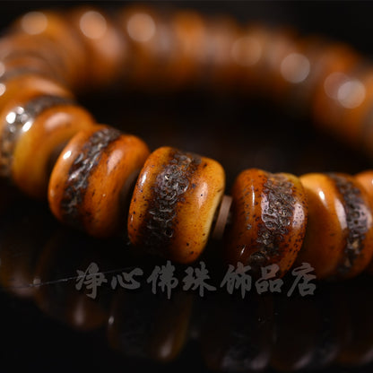 Tibetan Ox Bone Bracelet Single Loop Barrel Bead Unisex Bracelet