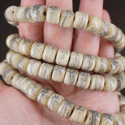 Yak bone old weathered Tibetan barrel bead bracelet with 108 beads