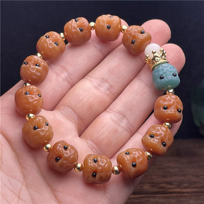 Cute white jade bodhi root bracelet for men and women
