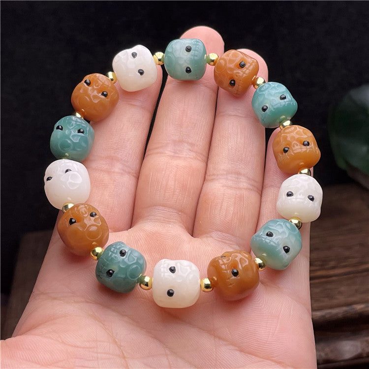 Cute white jade bodhi root bracelet for men and women