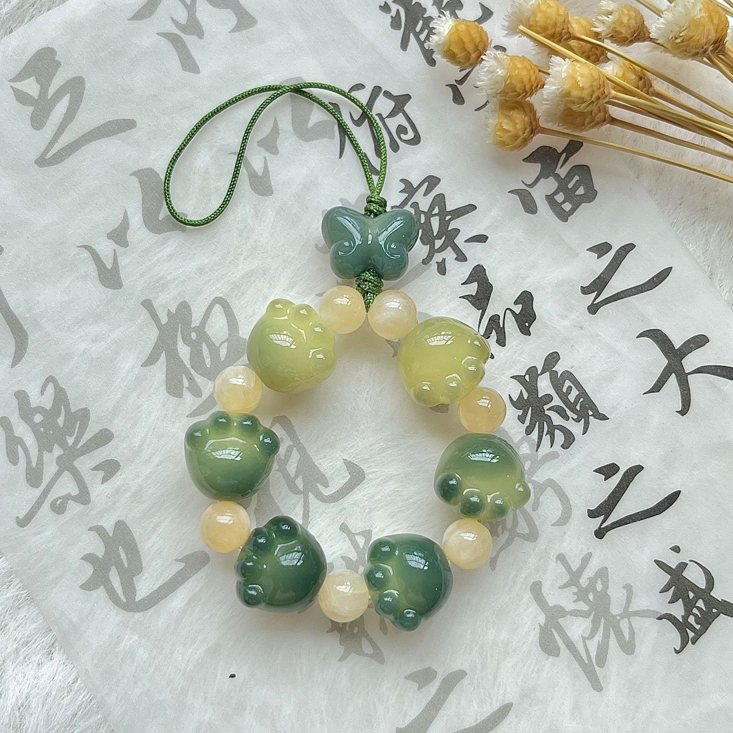Carved Cat Paw Bodhi Bracelet Cute Bag Pendant Car Keychain Mobile Phone Chain