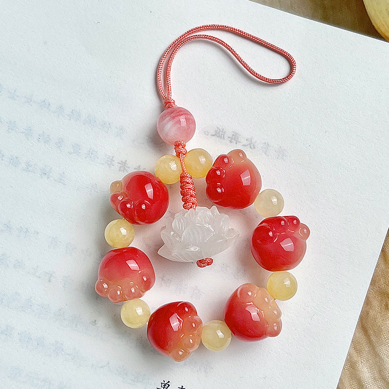 Carved Cat Paw Bodhi Bracelet Cute Bag Pendant Car Keychain Mobile Phone Chain