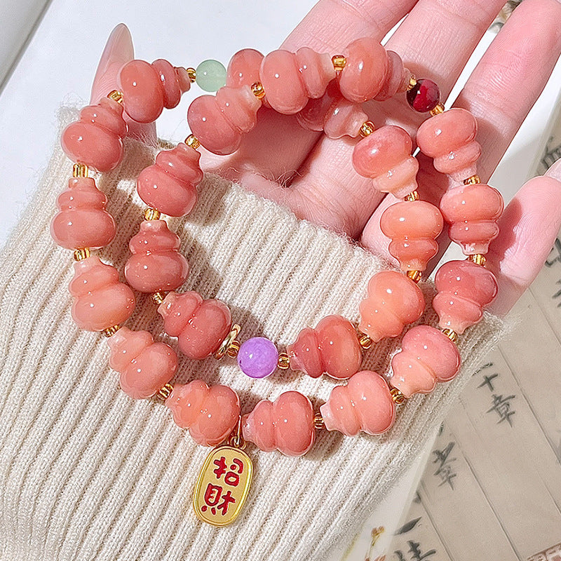 Wholesale gourd-shaped bodhi bracelets, various colors available, 12-14 mm