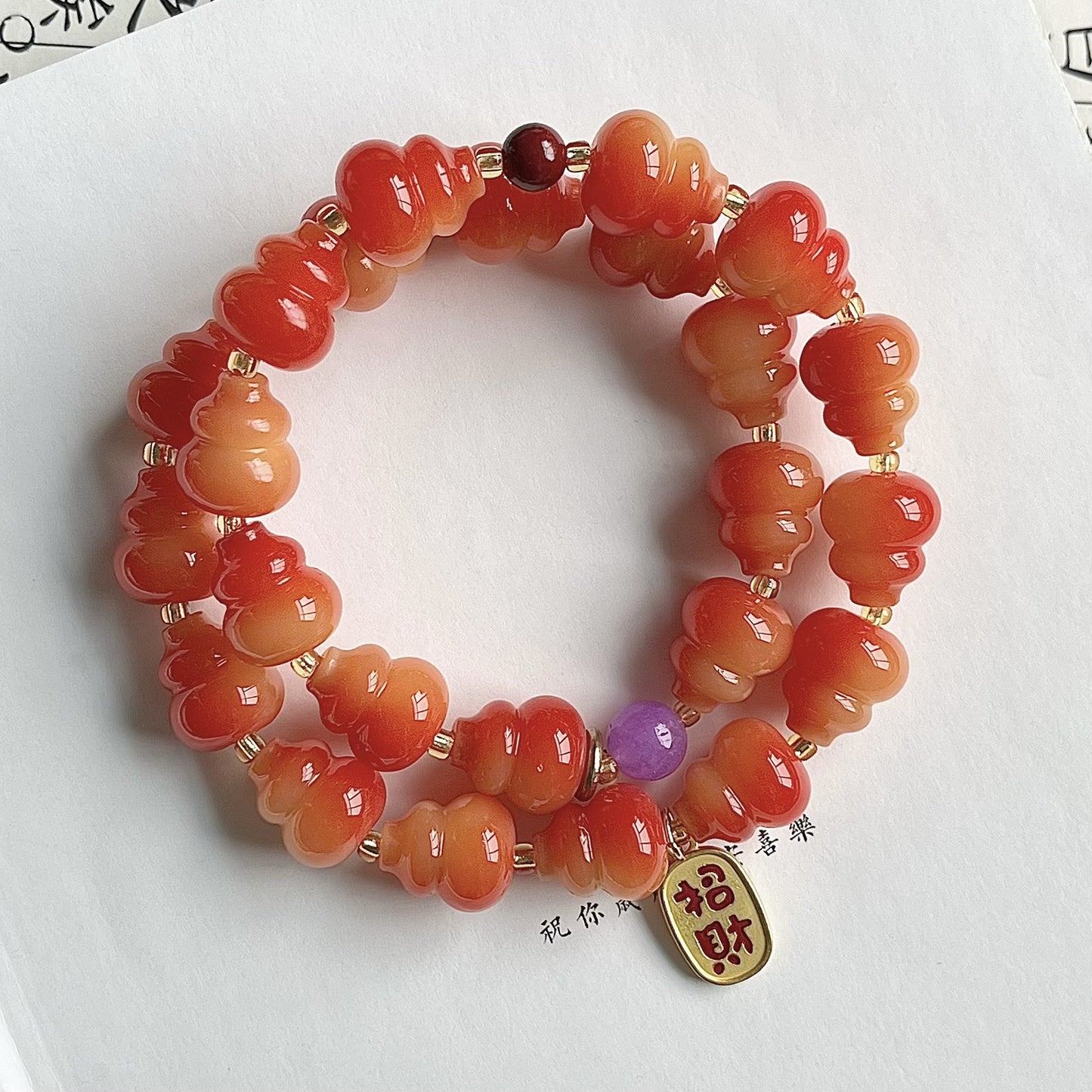 Wholesale gourd-shaped bodhi bracelets, various colors available, 12-14 mm