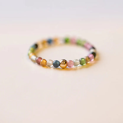 Ultra-fine 4mm Raw Stone Rainbow Tourmaline Ring