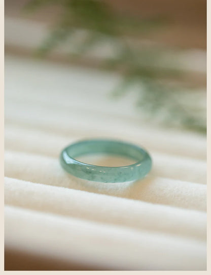 Natural A-Grade Icy Blue Jadeite Ring | Spiritual Couple Rings