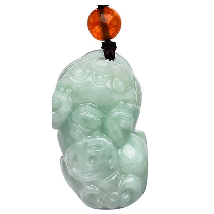 Natural Grade A Jade Money Pixiu Jade Pendant - Protects Wealth and Brings Luck