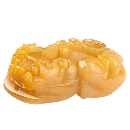 Natural gold Jade Pixiu Pendant – Brings Wealth and Good Luck