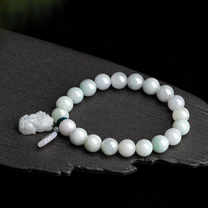 Natural Burmese A-Grade Icy Jade Pixiu Bracelet - Get Rich Overnight