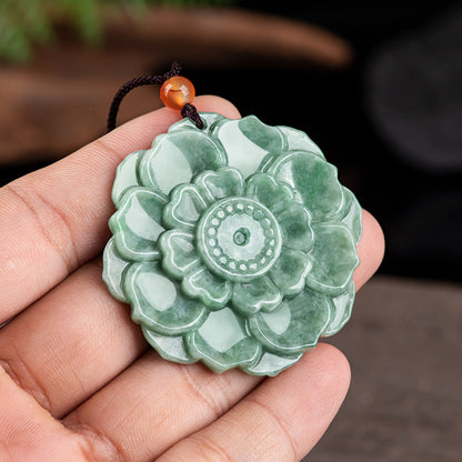 Natural Grade A Jade Lotus Pendant for Women - Blooming with Purity & Elegance