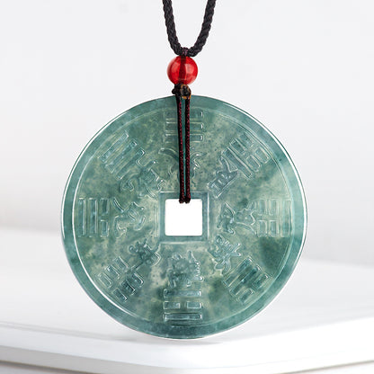 Natural Grade A Jade Bagua Jade Pendant - Balanced Protection