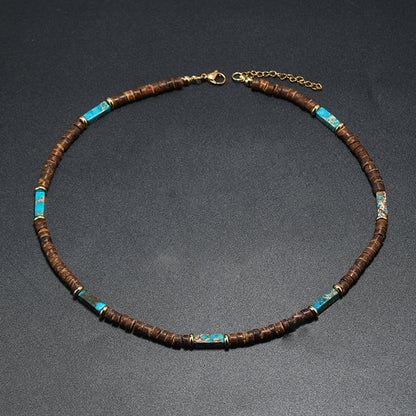 Bohemian Volcanic Stone and Coconut Shell Necklace
