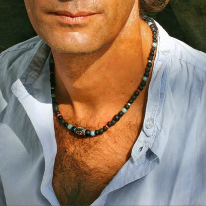 Ethnic style natural beaded stone necklace Tibetan round bead clavicle chain